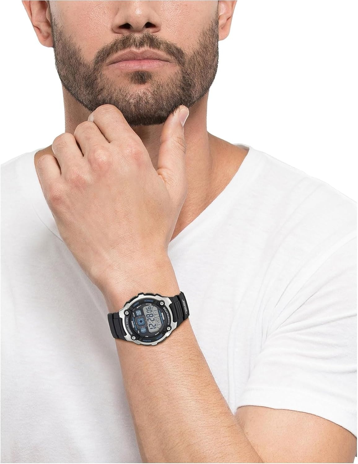image:imageCasio AE2000W1AVCF Mens AE2000W1AV SilverTone and Black MultiFunctional Digital Sport Watch