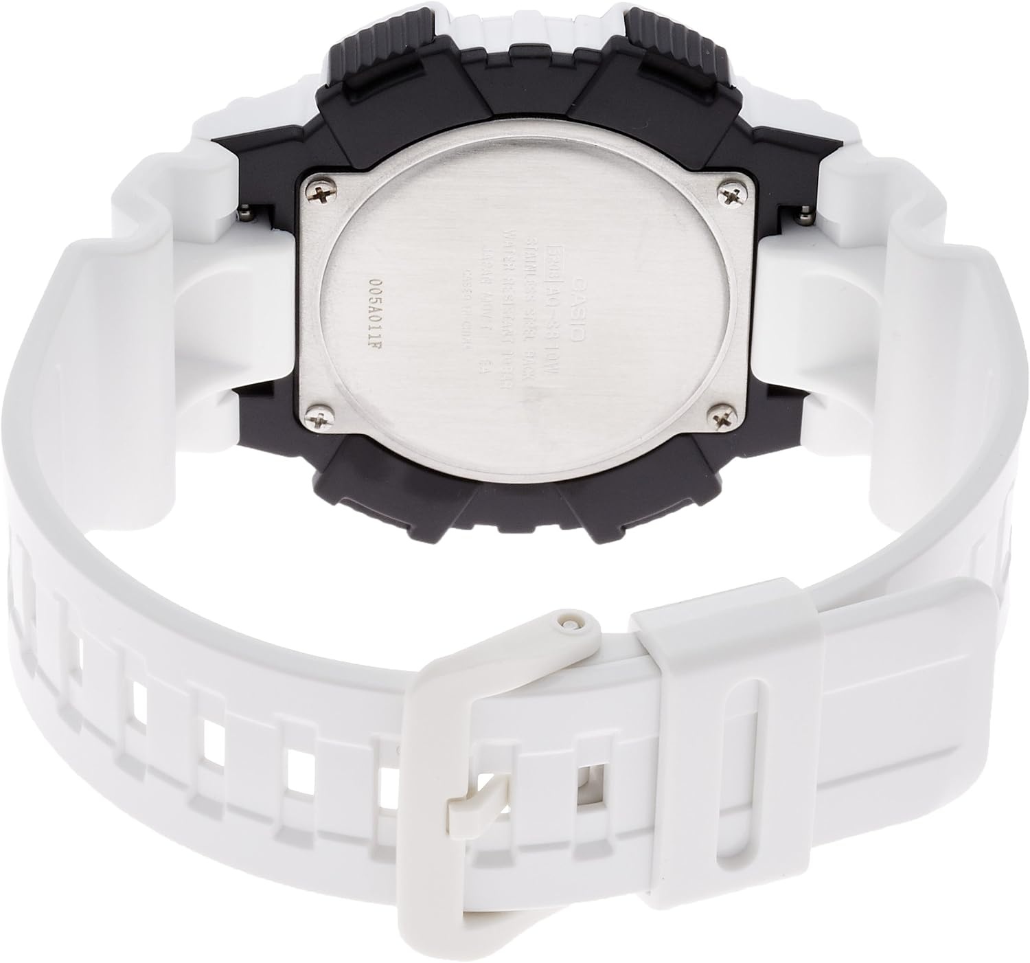 image:imageCasio AQS800W Series Analog Digital Watch 100M WR Solar Powered 1100 SEC Stop Watch 6Language Day of The Week Indicator Countdown Timer LED Light Multi AlarmWhite