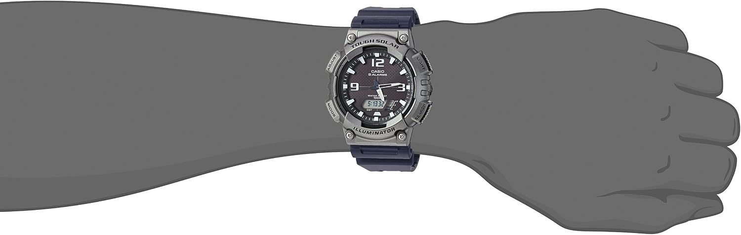 image:imageCasio AQS800W Series Analog Digital Watch 100M WR Solar Powered 1100 SEC Stop Watch 6Language Day of The Week Indicator Countdown Timer LED Light Multi AlarmBlue