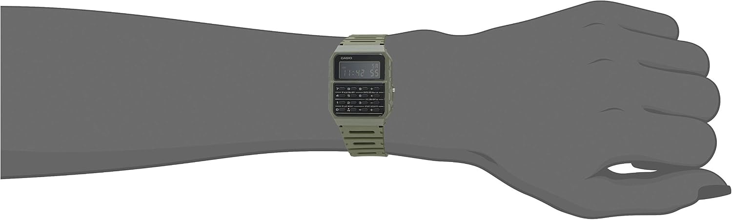image:imageCasio CA53W Vintage Series Data Bank 1100 SEC Stopwatch Water Resistant 8 Digit Calculator Dual Time Resin Band Resin Case Auto Calendar Daily Alarm 5 Year BatteryGreen