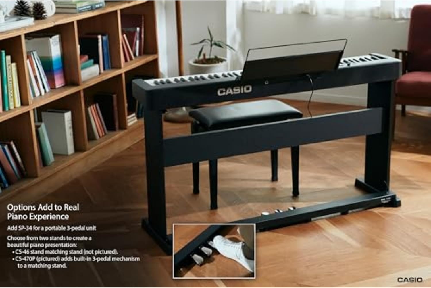 image:imageCasio CDPS160 88Key Weighted Digital Piano with Scaled Hammer Action Keyboard Duet Mode for Students Realistic Feel Slim amp Portable BuiltIn Tones Effects USBMIDI Speakers RedBlack