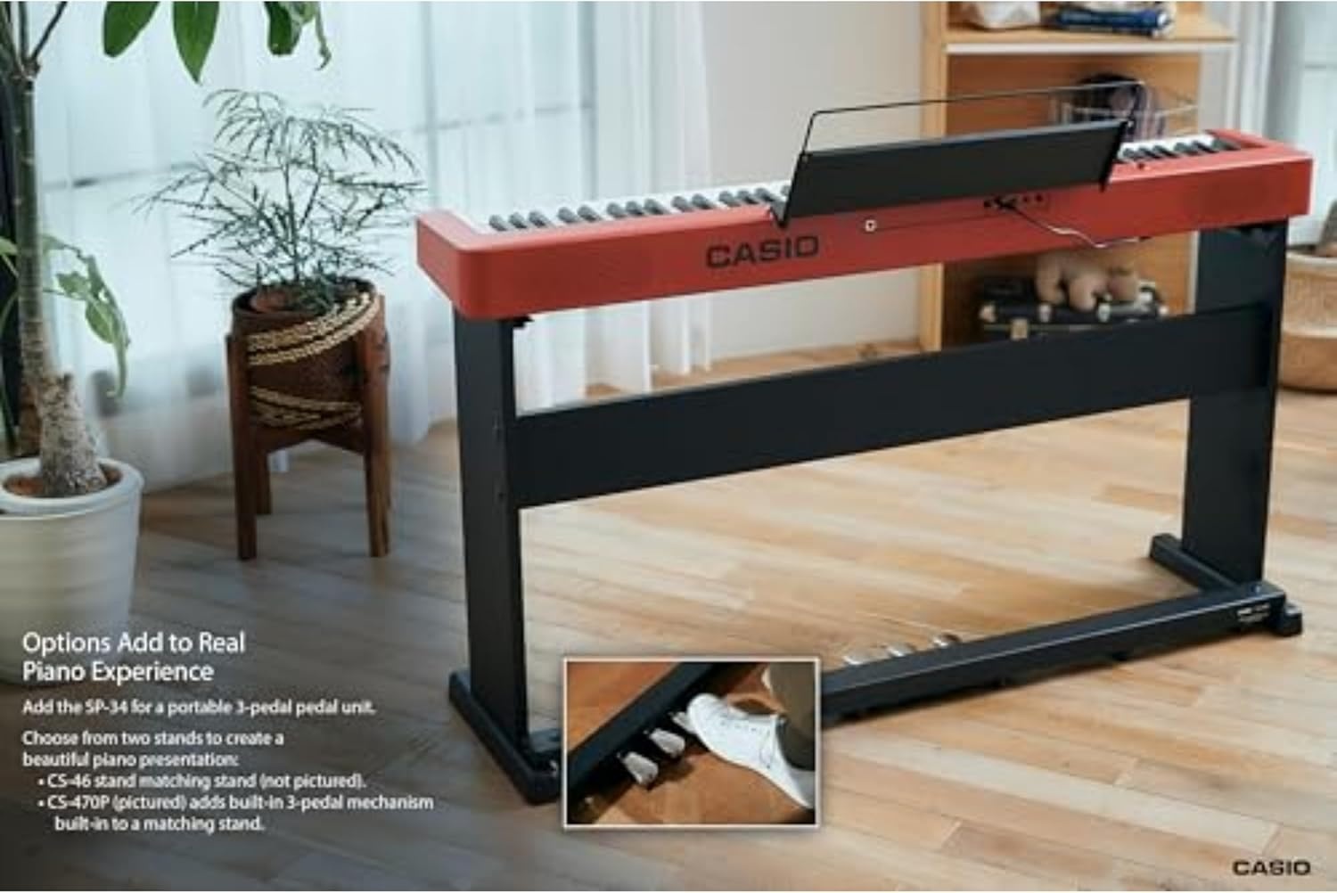 image:imageCasio CDPS160 88Key Weighted Digital Piano with Scaled Hammer Action Keyboard Duet Mode for Students Realistic Feel Slim amp Portable BuiltIn Tones Effects USBMIDI Speakers RedRed