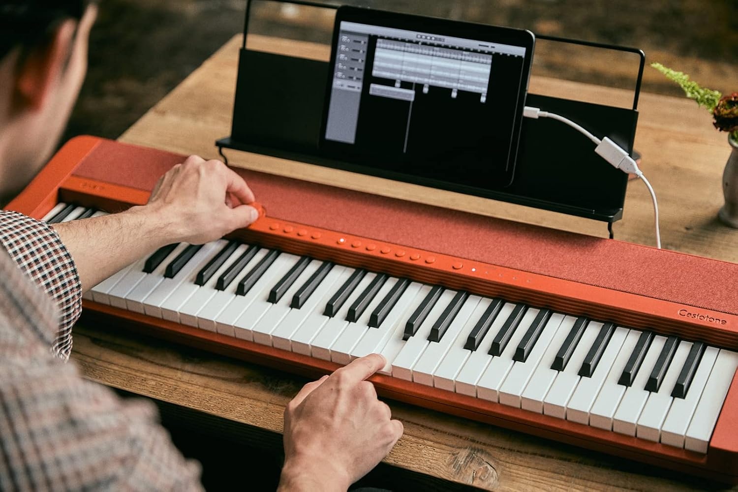 image:imageCasio Casiotone CTS1 61Key TouchSensitive Retro Keyboard Sleek Portable Design for Beginners to Pros Stereo Grand Piano 60 AiX Tones USBMIDI Connectivity RedRed