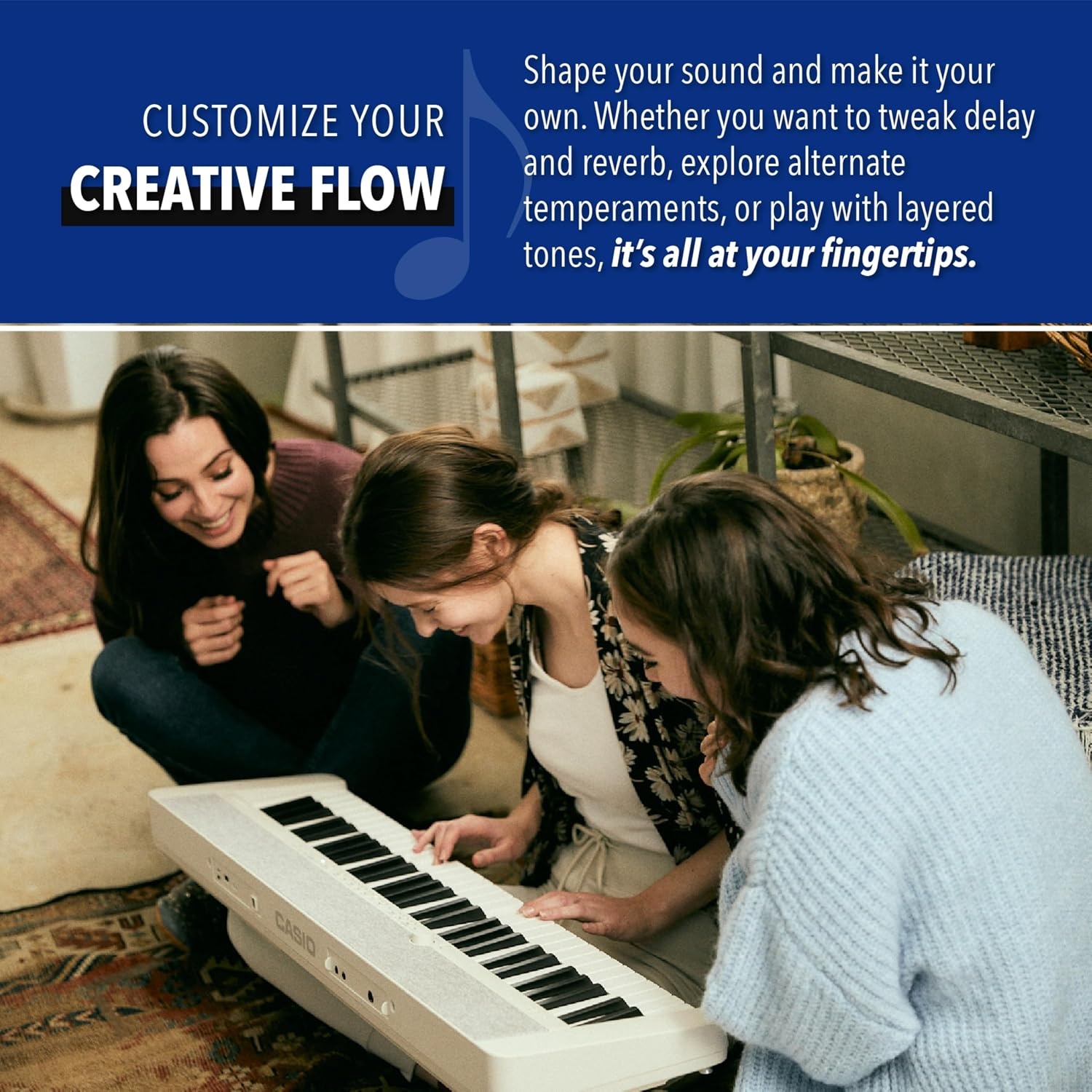 image:imageCasio Casiotone CTS1 61Key TouchSensitive Retro Keyboard Sleek Portable Design for Beginners to Pros Stereo Grand Piano 60 AiX Tones USBMIDI Connectivity RedBlack