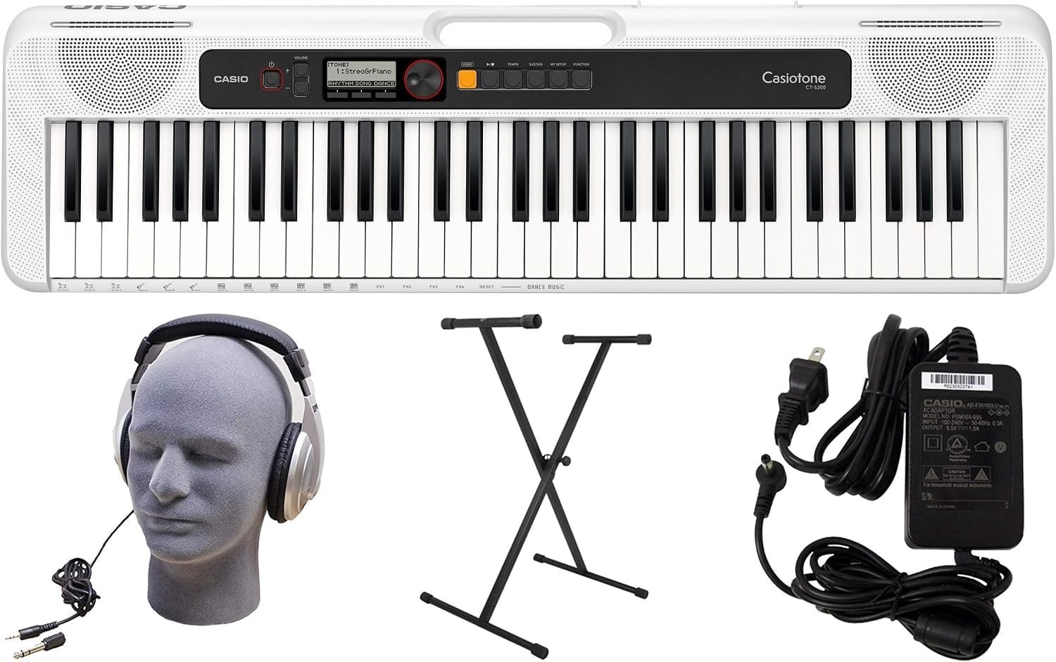 image:imageCasio Casiotone CTS200RD 61Key Portable Keyboard for Beginners 400 Tones 77 Rhythms LCD Display Dance Music Mode USBMIDI Stereo Speakers Includes Power Supply amp Music Rest RedWhite