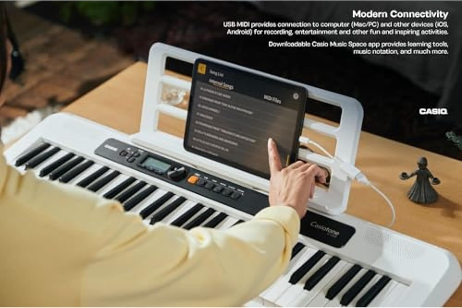 image:imageCasio Casiotone CTS200RD 61Key Portable Keyboard for Beginners 400 Tones 77 Rhythms LCD Display Dance Music Mode USBMIDI Stereo Speakers Includes Power Supply amp Music Rest RedWhite