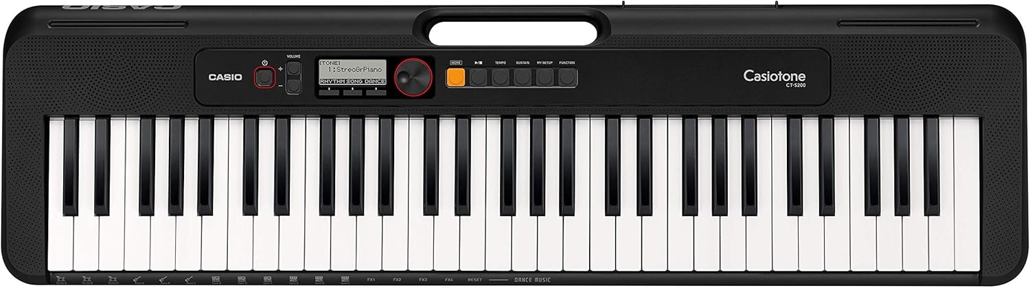 image:imageCasio Casiotone CTS200RD 61Key Portable Keyboard for Beginners 400 Tones 77 Rhythms LCD Display Dance Music Mode USBMIDI Stereo Speakers Includes Power Supply amp Music Rest RedBlack