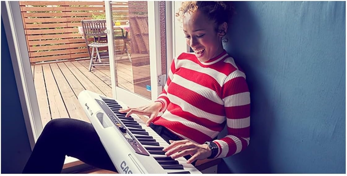 image:imageCasio Casiotone CTS200RD 61Key Portable Keyboard for Beginners 400 Tones 77 Rhythms LCD Display Dance Music Mode USBMIDI Stereo Speakers Includes Power Supply amp Music Rest RedWhite