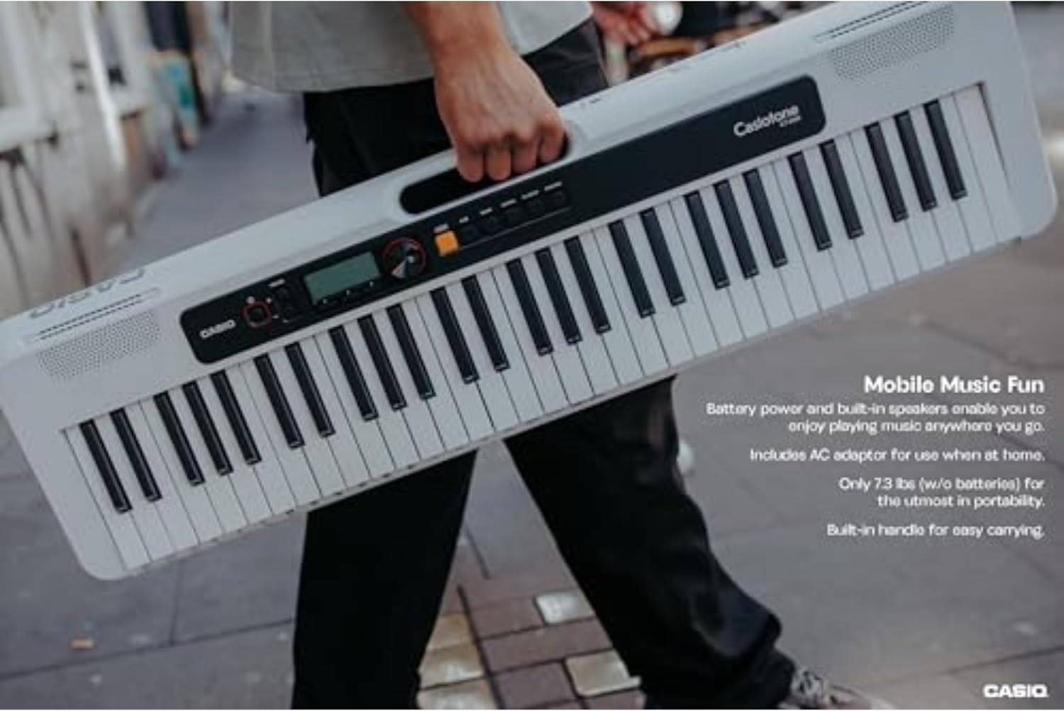 image:imageCasio Casiotone CTS200RD 61Key Portable Keyboard for Beginners 400 Tones 77 Rhythms LCD Display Dance Music Mode USBMIDI Stereo Speakers Includes Power Supply amp Music Rest RedWhite