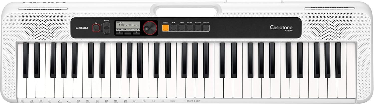 image:imageCasio Casiotone CTS200RD 61Key Portable Keyboard for Beginners 400 Tones 77 Rhythms LCD Display Dance Music Mode USBMIDI Stereo Speakers Includes Power Supply amp Music Rest RedWhite