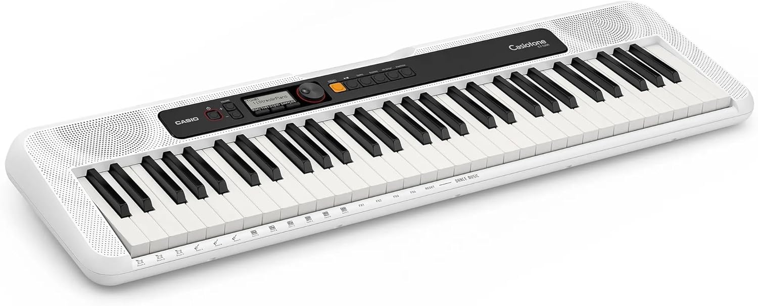 image:imageCasio Casiotone CTS200RD 61Key Portable Keyboard for Beginners 400 Tones 77 Rhythms LCD Display Dance Music Mode USBMIDI Stereo Speakers Includes Power Supply amp Music Rest RedWhite