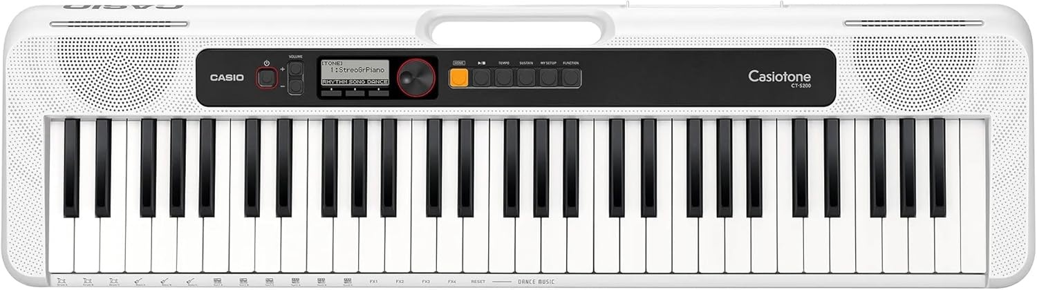 image:imageCasio Casiotone CTS200RD 61Key Portable Keyboard for Beginners 400 Tones 77 Rhythms LCD Display Dance Music Mode USBMIDI Stereo Speakers Includes Power Supply amp Music Rest RedWhite