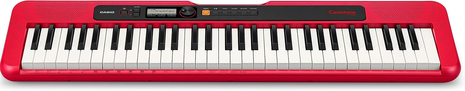 image:imageCasio Casiotone CTS200RD 61Key Portable Keyboard for Beginners 400 Tones 77 Rhythms LCD Display Dance Music Mode USBMIDI Stereo Speakers Includes Power Supply amp Music Rest RedRed