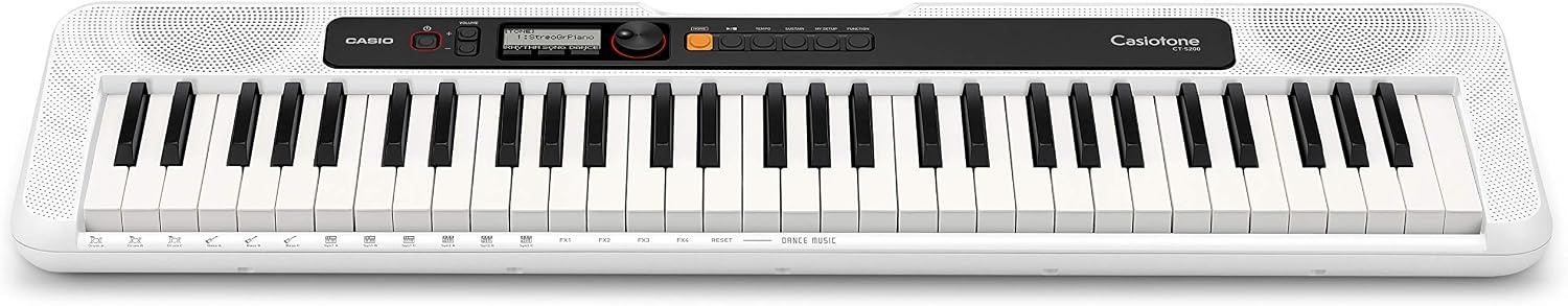 image:imageCasio Casiotone CTS200RD 61Key Portable Keyboard for Beginners 400 Tones 77 Rhythms LCD Display Dance Music Mode USBMIDI Stereo Speakers Includes Power Supply amp Music Rest RedWhite