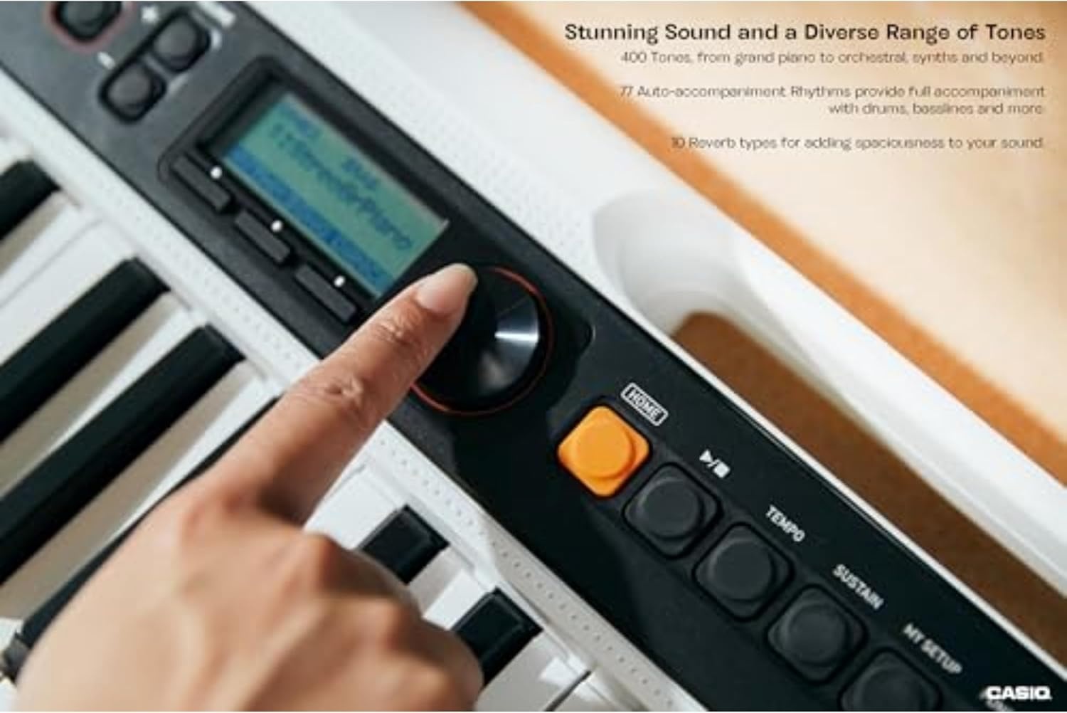 image:imageCasio Casiotone CTS200RD 61Key Portable Keyboard for Beginners 400 Tones 77 Rhythms LCD Display Dance Music Mode USBMIDI Stereo Speakers Includes Power Supply amp Music Rest RedWhite