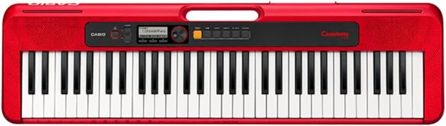 image:imageCasio Casiotone CTS200RD 61Key Portable Keyboard for Beginners 400 Tones 77 Rhythms LCD Display Dance Music Mode USBMIDI Stereo Speakers Includes Power Supply amp Music Rest RedRed