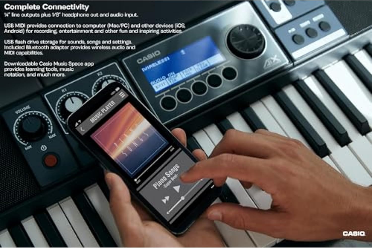 image:imageCasio Casiotone CTS500 61Key TouchResponsive Portable Keyboard 800 AiX Tones DSP Effects Bluetooth MIDIAudio 6Track Recorder USB Line Outs Casio Music Space App GigReady amp CompactKeyboard