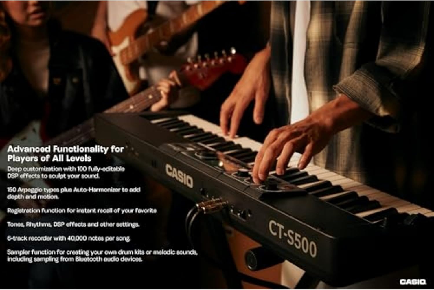 image:imageCasio Casiotone CTS500 61Key TouchResponsive Portable Keyboard 800 AiX Tones DSP Effects Bluetooth MIDIAudio 6Track Recorder USB Line Outs Casio Music Space App GigReady amp CompactKeyboard