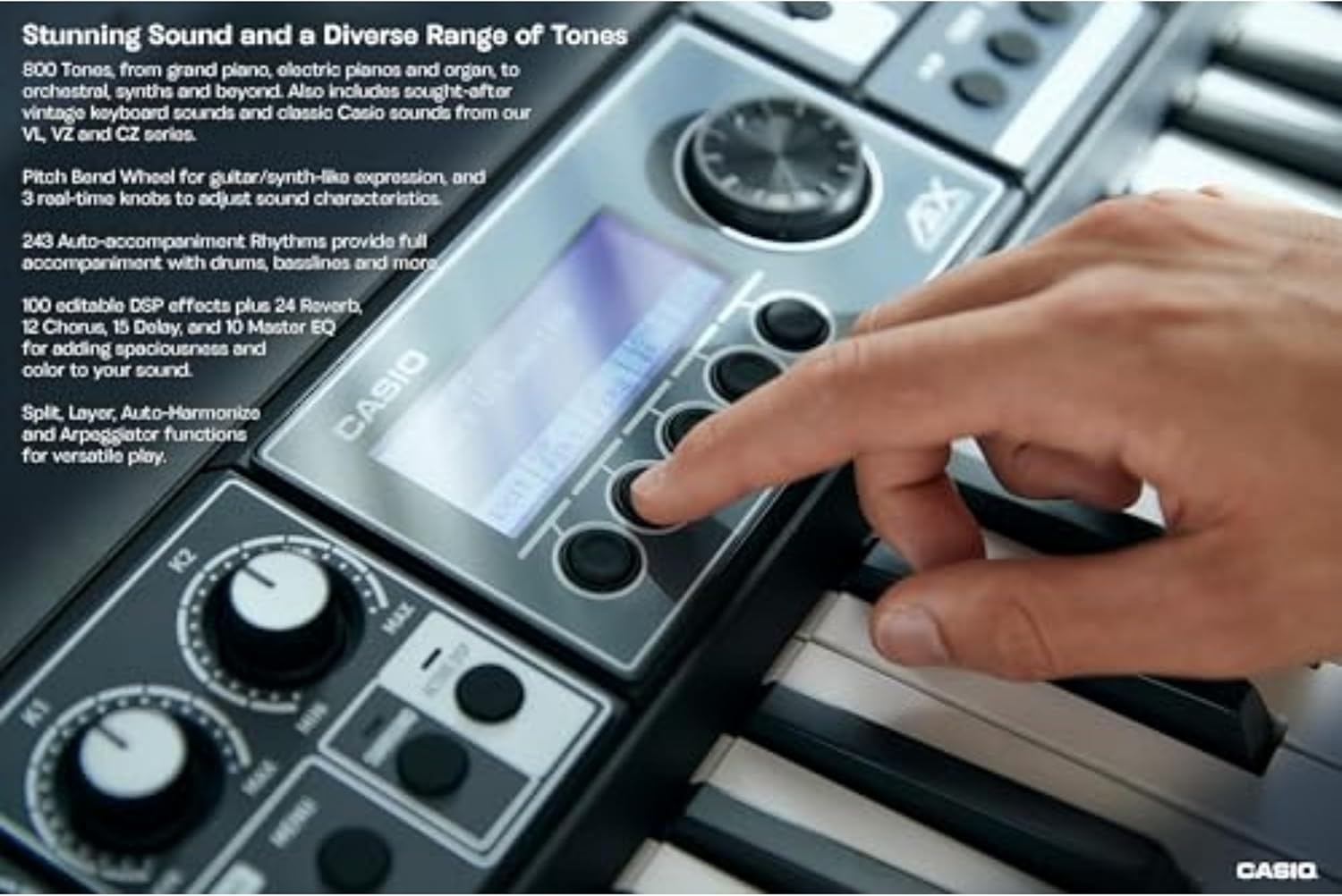 image:imageCasio Casiotone CTS500 61Key TouchResponsive Portable Keyboard 800 AiX Tones DSP Effects Bluetooth MIDIAudio 6Track Recorder USB Line Outs Casio Music Space App GigReady amp CompactKeyboard