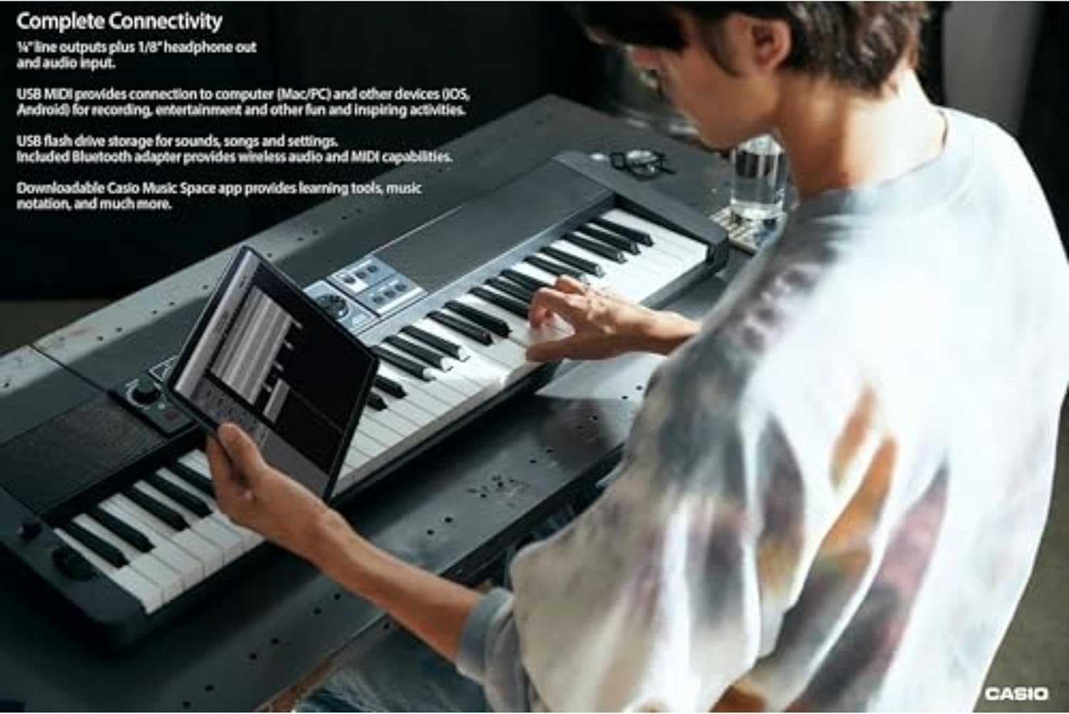 image:imageCasio Casiotone CTS500 61Key TouchResponsive Portable Keyboard 800 AiX Tones DSP Effects Bluetooth MIDIAudio 6Track Recorder USB Line Outs Casio Music Space App GigReady amp CompactKeyboard