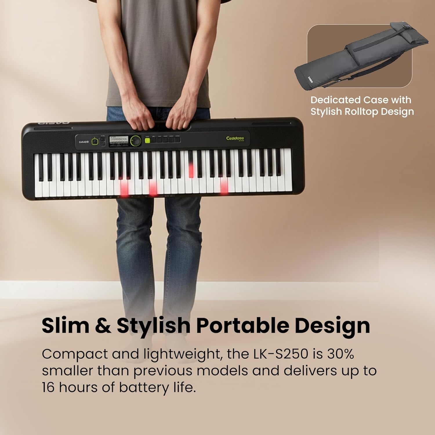 image:imageCasio Casiotone LKS250 61Key Lighted Portable Keyboard Touch Response Key Lighting System 400 Tones Dance Music Mode 60 Songs 4Stage Lesson SystemPremium Pack