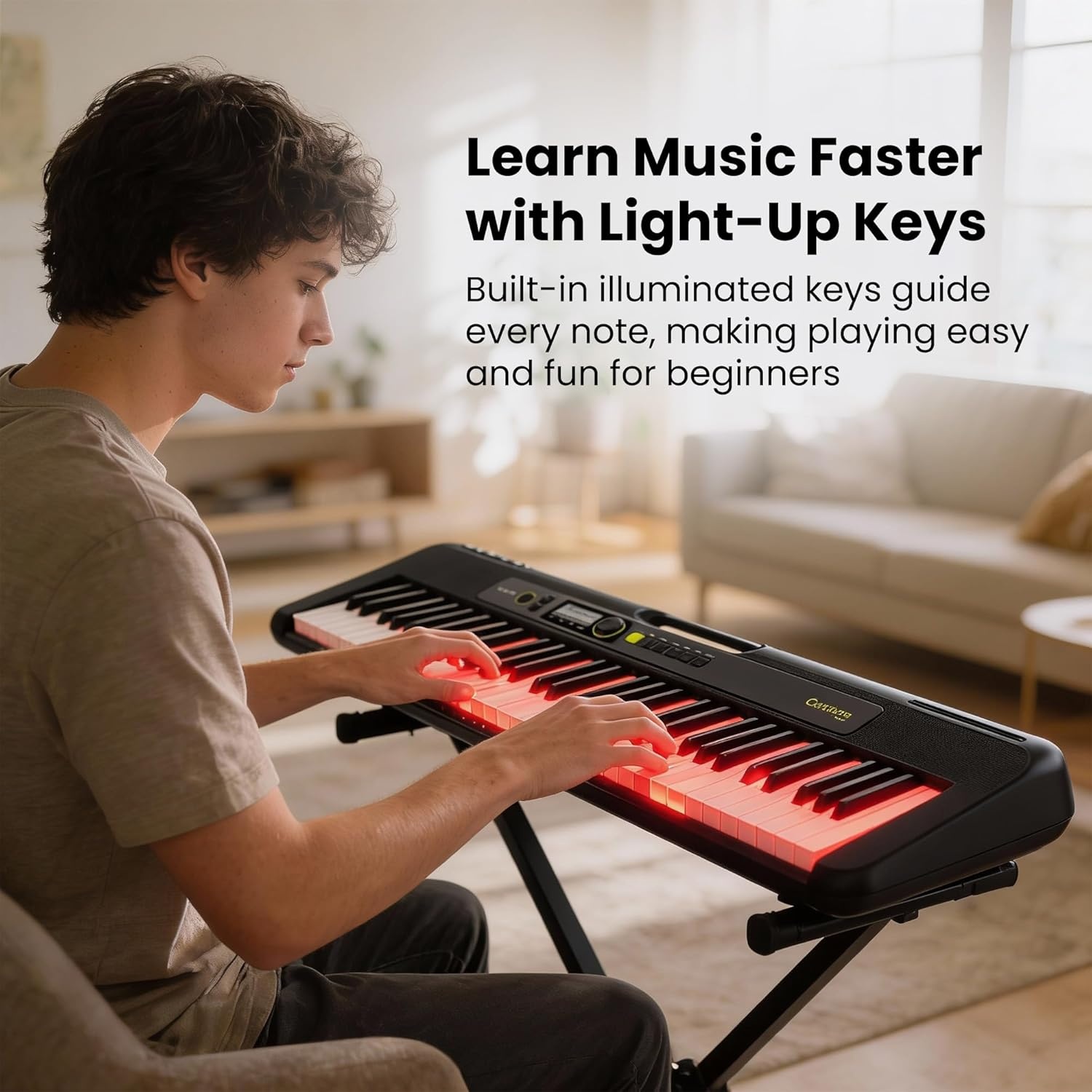 image:imageCasio Casiotone LKS250 61Key Lighted Portable Keyboard Touch Response Key Lighting System 400 Tones Dance Music Mode 60 Songs 4Stage Lesson SystemPremium Pack