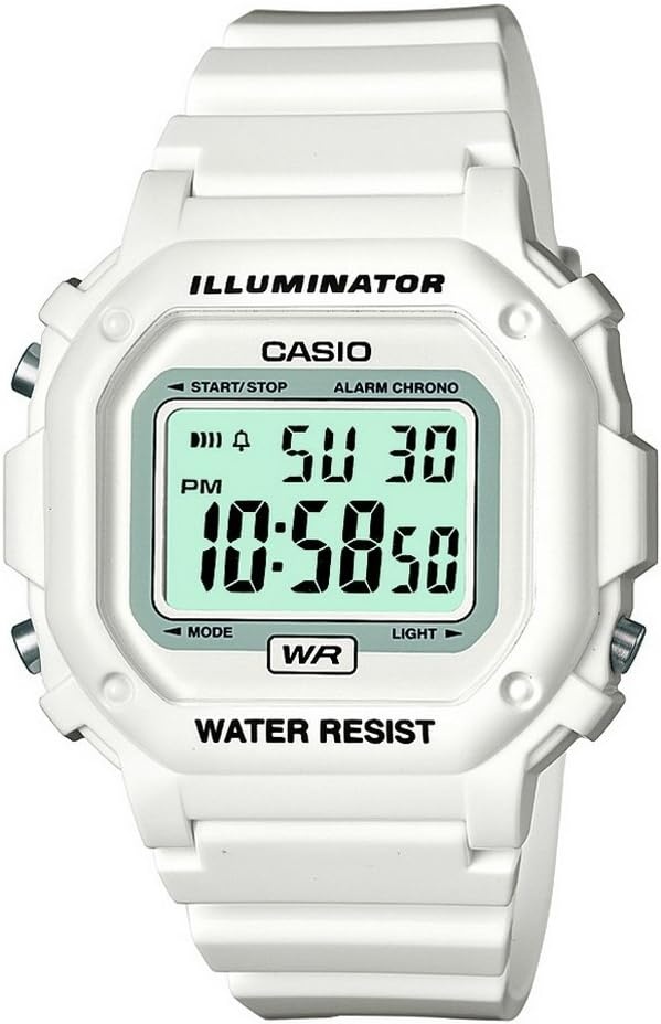image:imageCasio F108WH Series Mens Digital Watch Illuminator Water Resistant LED Light Daily Alarm 1100 SEC Stopwatch 3 Hands HR Min SEC DateDay Display Daily Alarm 7 Year BatteryWhite