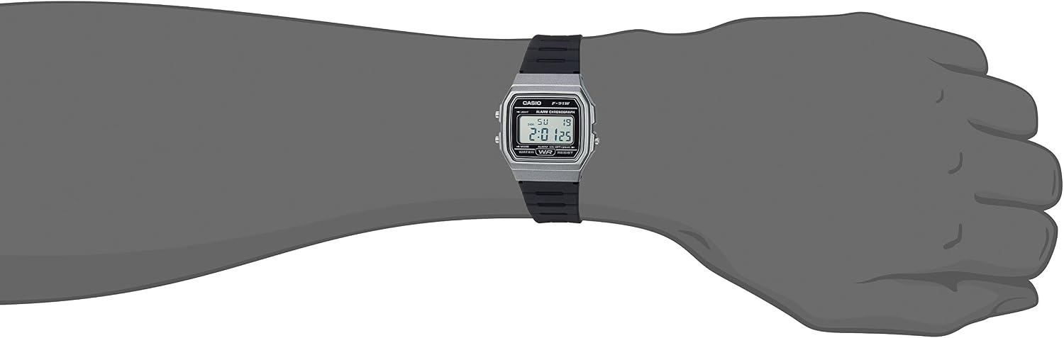 image:imageCasio F91W Series Digital Watch Water Resistant LED Light 1100 SEC Stopwatch Regular Time Keeping HR Min SEC PM Date Day Daily Alarm Lightweight 7 Year BatteryGrey