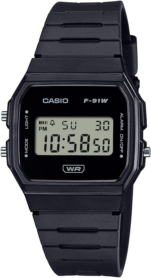 image:imageCasio F91W Series Digital Watch Water Resistant LED Light 1100 SEC Stopwatch Regular Time Keeping HR Min SEC PM Date Day Daily Alarm Lightweight 7 Year BatteryBlack