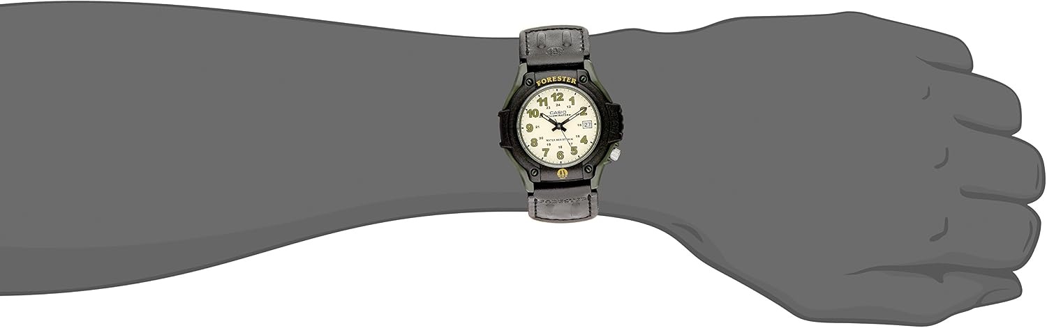 image:imageCasio FT500WC Series Mens Analog Watch 100 Meter Water Resistance LED Light Date Display LeatherCloth Band Regular Time Keeping HR Min SEC PM Date Day 3 Year BatteryGreen