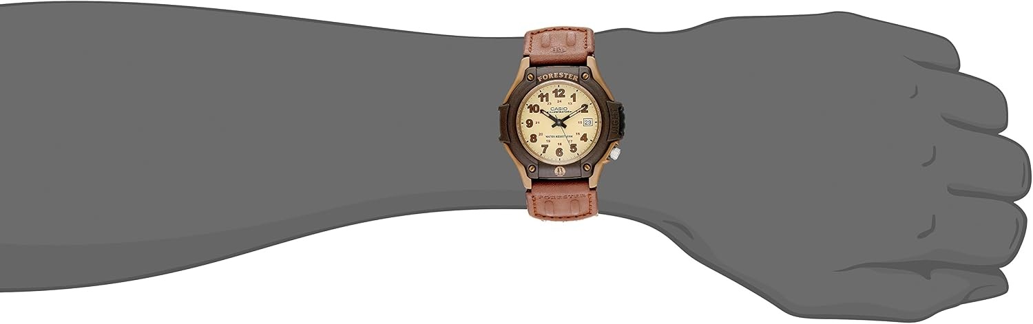image:imageCasio FT500WC Series Mens Analog Watch 100 Meter Water Resistance LED Light Date Display LeatherCloth Band Regular Time Keeping HR Min SEC PM Date Day 3 Year BatteryBrown