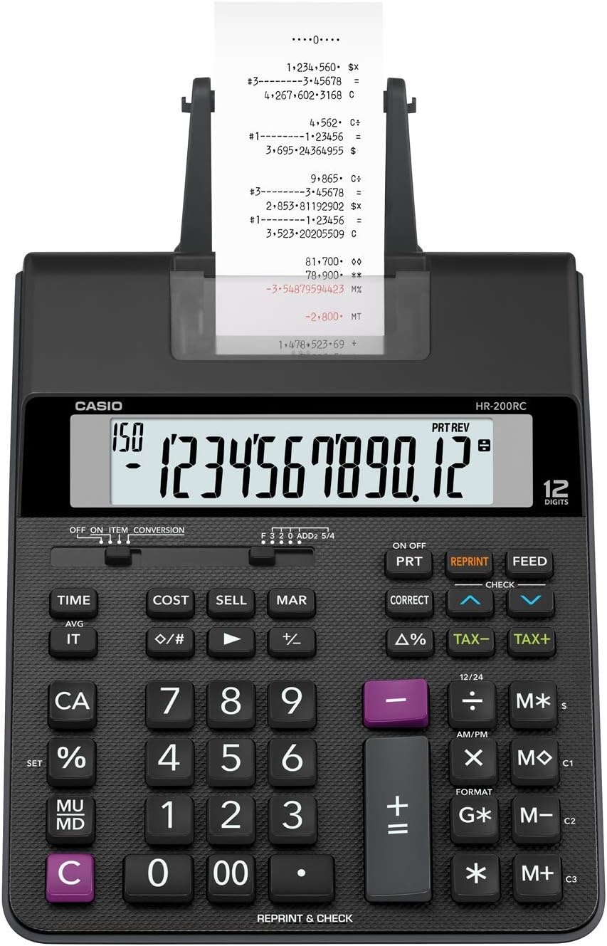 image:imageCasio HR200RC Desktop Printing Calculator with DualColor Print amp 150Step Check CostSellMargin Tax amp Calendar New Version of HR150TM Ideal for Accounting amp Retail