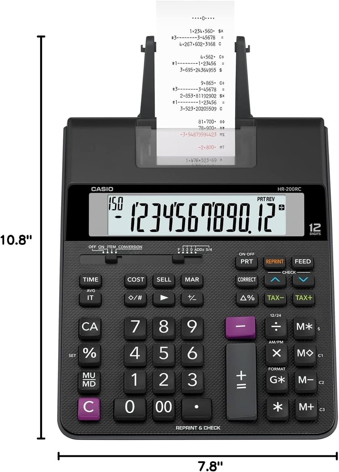 image:imageCasio HR200RC Desktop Printing Calculator with DualColor Print amp 150Step Check CostSellMargin Tax amp Calendar New Version of HR150TM Ideal for Accounting amp Retail