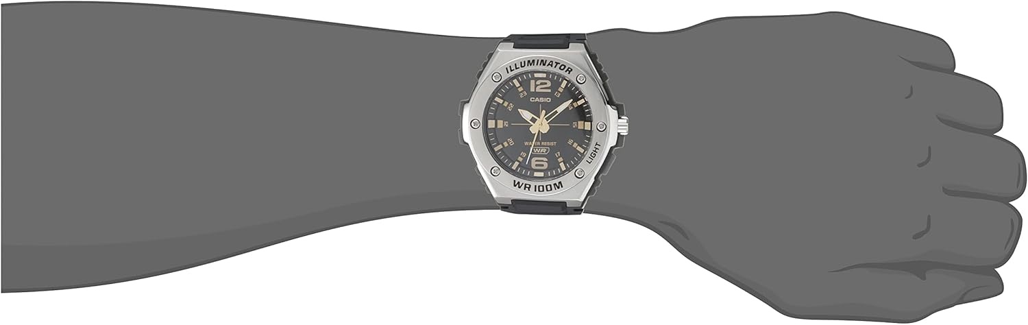 image:imageCasio Illuminator Mens Quartz Sport Watch with Black Resin Strap Heavy Duty Metal Bezel Model MWA100H1A2V SilverTone