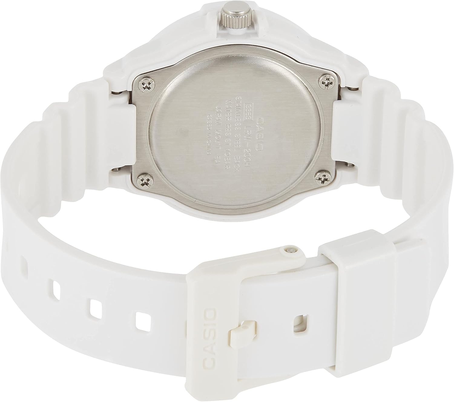 image:imageCasio MDV106 Series Unisex Analog Watch 200M WR Stainless Steel Case Resin Band 2 Hand Analog HR Min SEC Date Display Screw Down CrownScrew Down Caseback 3 Year BatteryWhite