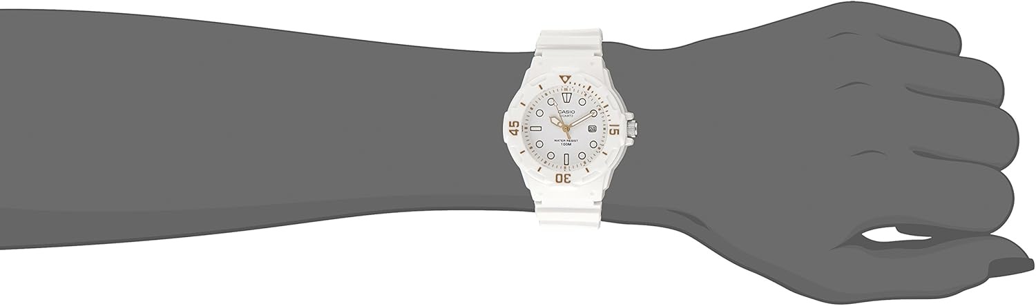 image:imageCasio MDV106 Series Unisex Analog Watch 200M WR Stainless Steel Case Resin Band 2 Hand Analog HR Min SEC Date Display Screw Down CrownScrew Down Caseback 3 Year BatteryWhite
