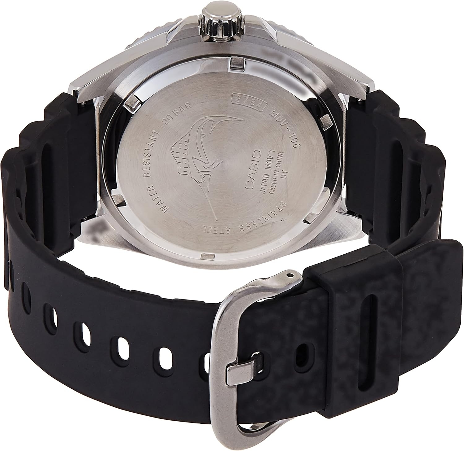 image:imageCasio MDV106 Series Unisex Analog Watch 200M WR Stainless Steel Case Resin Band 2 Hand Analog HR Min SEC Date Display Screw Down CrownScrew Down Caseback 3 Year BatteryBlackBlue