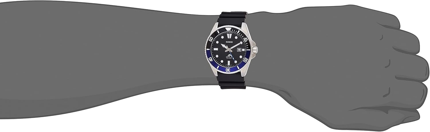image:imageCasio MDV106 Series Unisex Analog Watch 200M WR Stainless Steel Case Resin Band 2 Hand Analog HR Min SEC Date Display Screw Down CrownScrew Down Caseback 3 Year BatteryBlackBlue