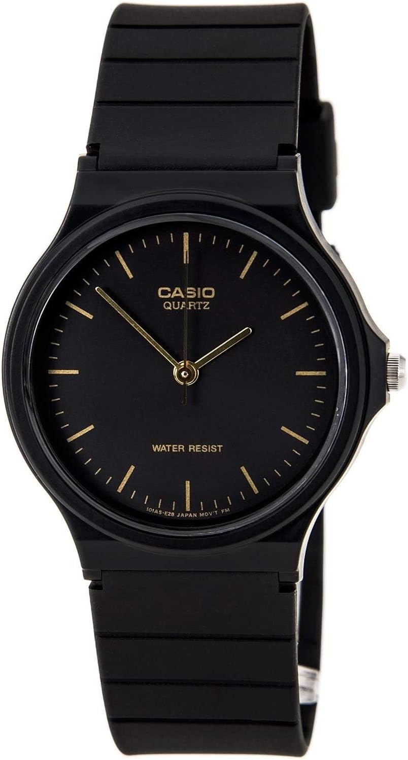 image:imageCasio MQ24 Series Quartz Analog Watch for Men Water Resistant Resin Case Resin Band Resin Glass Three Hand Analog HR Min SEC Classic Casio Design 3 Year BatteryBlackGold