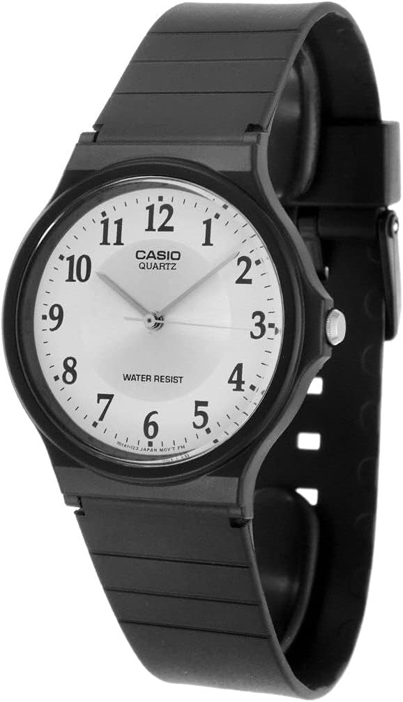 image:imageCasio MQ24 Series Quartz Analog Watch for Men Water Resistant Resin Case Resin Band Resin Glass Three Hand Analog HR Min SEC Classic Casio Design 3 Year BatteryBlackWhite