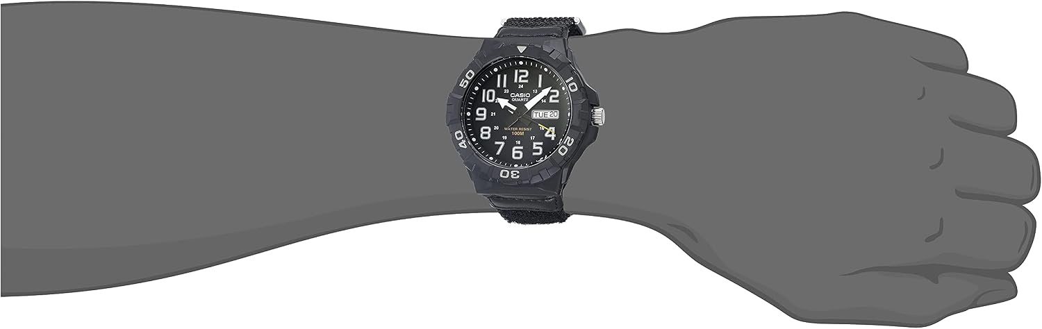 image:imageCasio MRW200H Series Mens Analog Watch Sporty Design 100 Meter Water Resistance Date Display Rotary Bezel Regular Time Keeping HR Min SEC PM Date Day 3 Year BatteryBlack