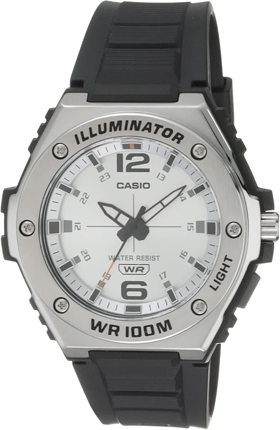 image:imageCasio MWA100H Series Mens Analog Watch 100M WR Stainless Steel Bezel LED Illuminator Backlight with Afterglow Resin Band 3 Hands HR MIN SEC 3 Year BatteryBlack