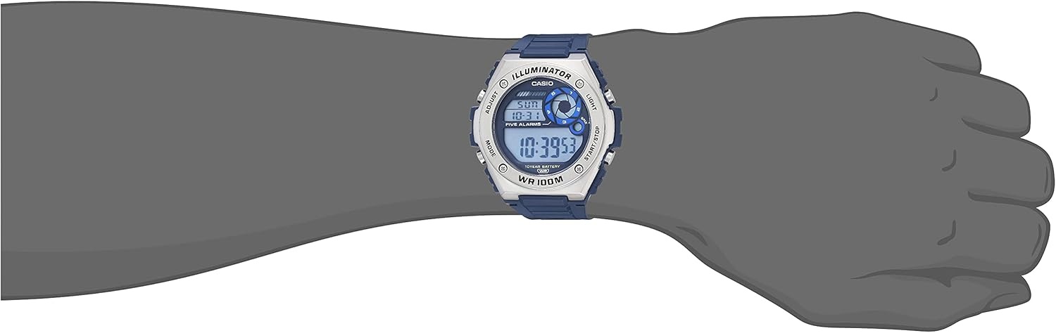 image:imageCasio MWD100H Series Mens Digital Watch 1100 SEC Stopwatch Countdown Timer LED Light 100 Meter Water Resistance Multi Function Alarm Auto Calendar Dual Time 10 Yr BatteryBlue