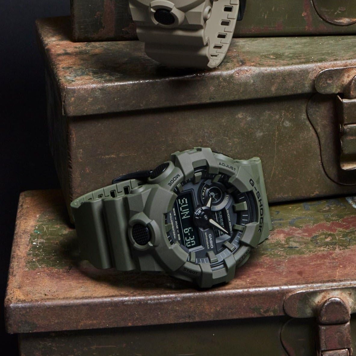 image:imageCasio Mens 700UC Series GShock Quartz 200M WR Shock Resistant Resin Strap and CaseOlive Green