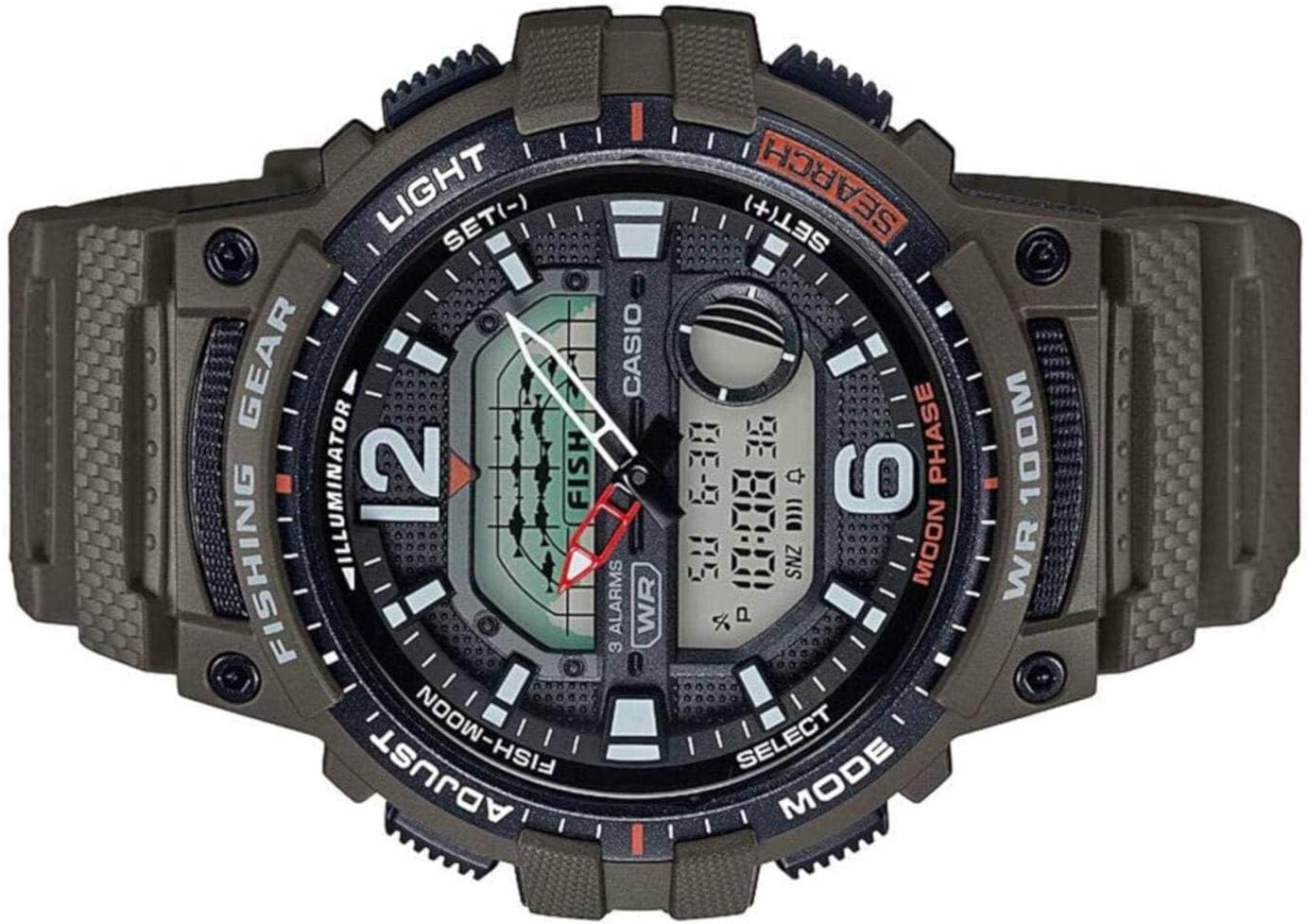 image:imageCasio Mens Fisher Timer Quartz Watch with Resin Strap Green 241 Model WSC1250H3AVCF