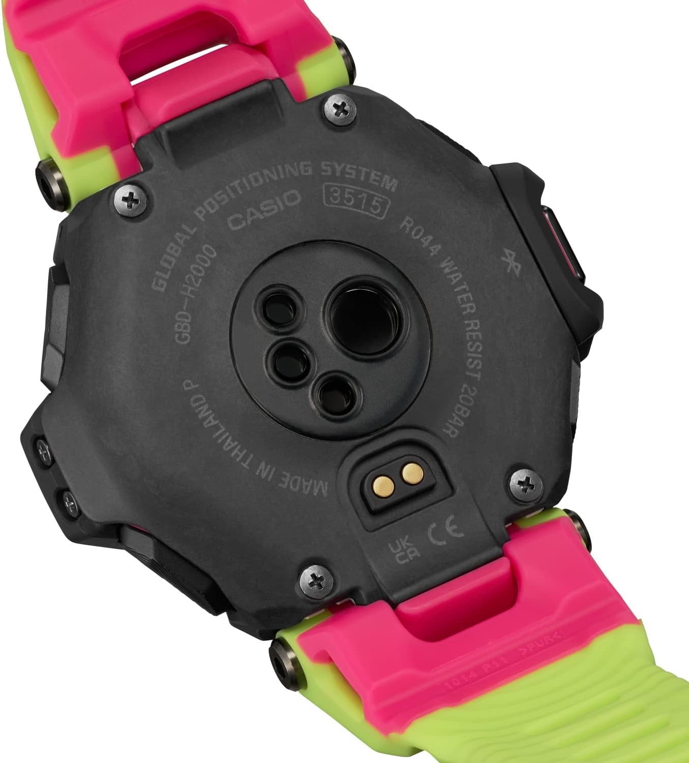 image:imageCasio Mens GShock Move GBDH2000 Series Multisport Run Bike Swim Gym Workout GPS Heart Rate Watch Quartz Solar Assisted Black Watch with Volt Yellow Resin Strap