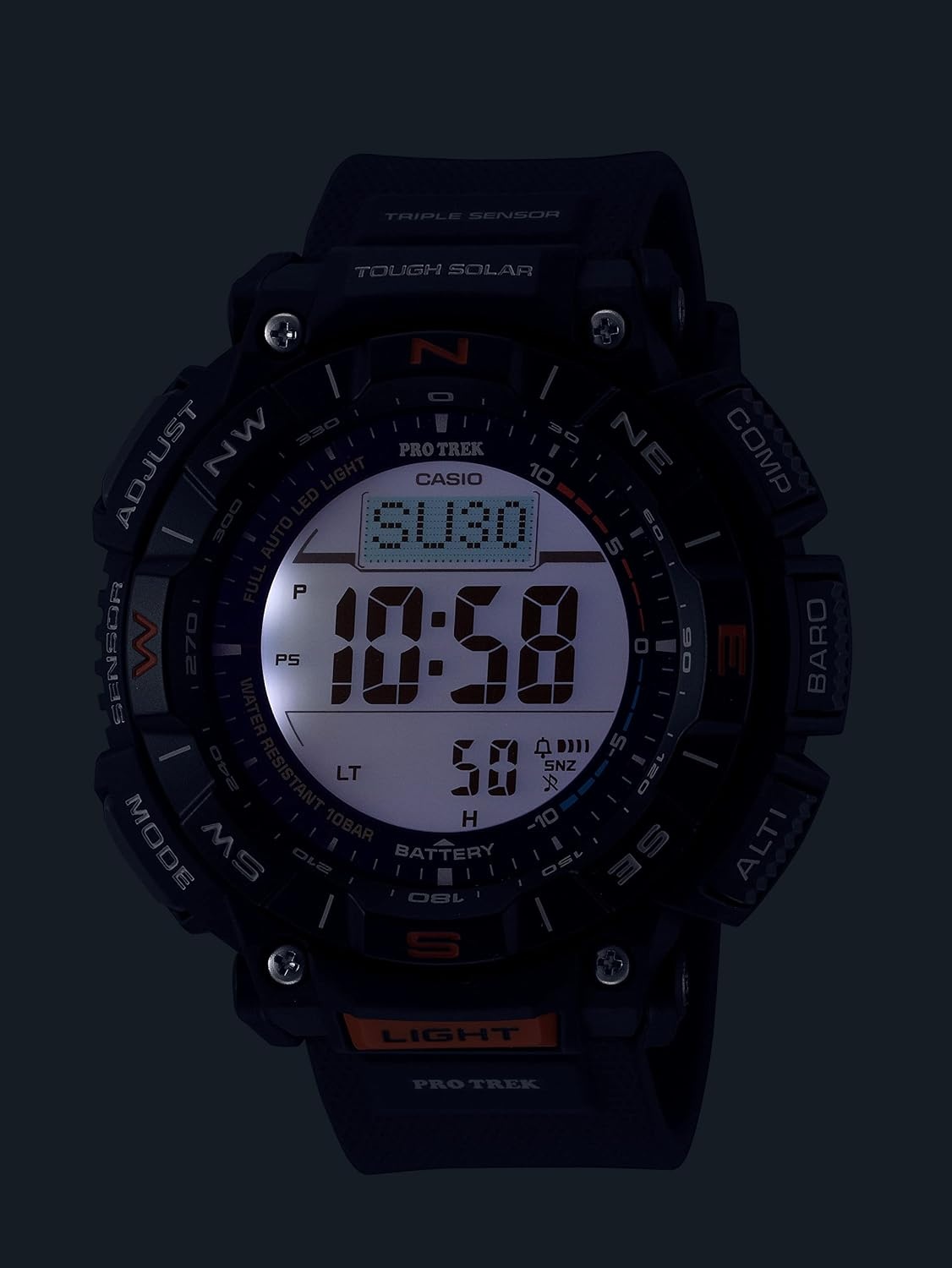 image:imageCasio PRG340 Series Pro Trek 100 Meter Water Resistance Compass AltBaroThermo Tough Solar Power 1100 SEC Stopwatch Countdown Timer World TimeBlack