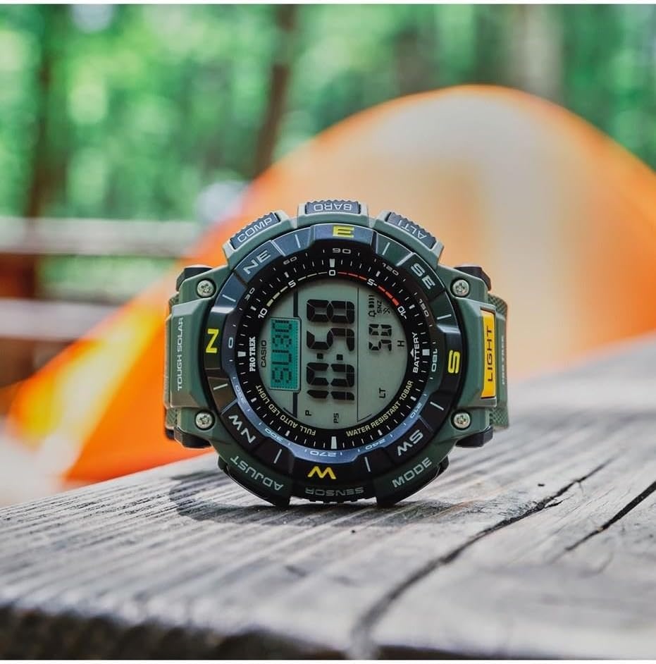 image:imageCasio PRG340 Series Pro Trek 100 Meter Water Resistance Compass AltBaroThermo Tough Solar Power 1100 SEC Stopwatch Countdown Timer World TimeGreen