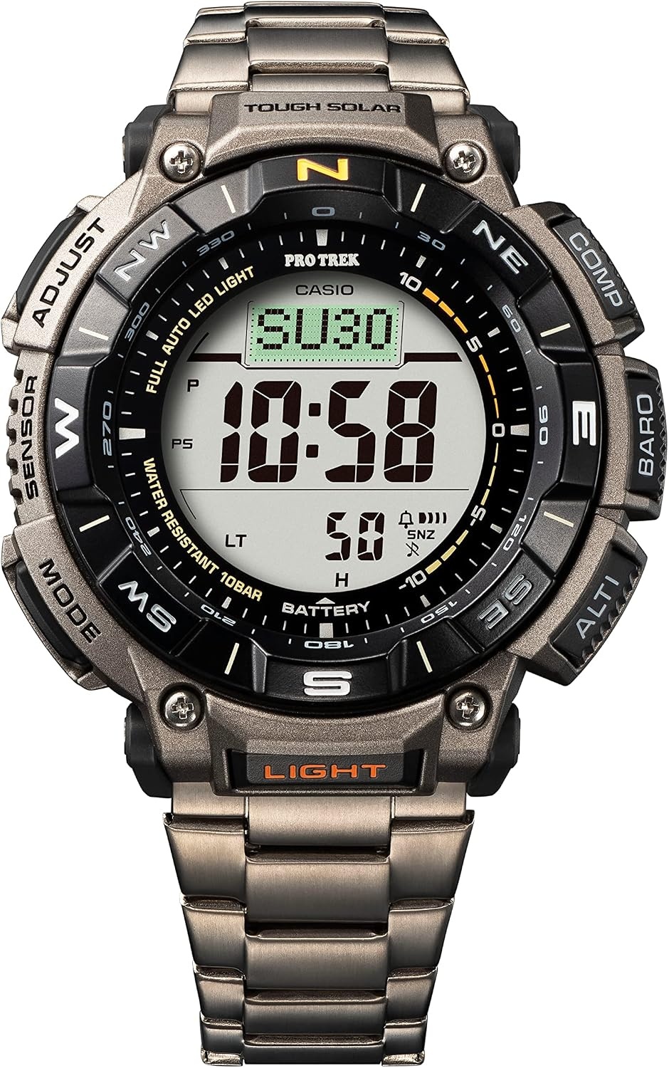image:imageCasio PRG340 Series Pro Trek 100 Meter Water Resistance Compass AltBaroThermo Tough Solar Power 1100 SEC Stopwatch Countdown Timer World TimeSilver