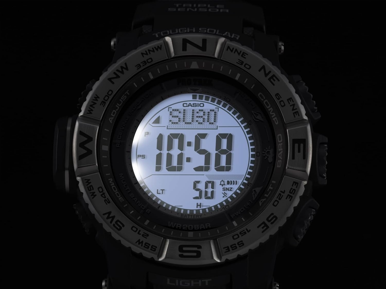 image:imageCasio PRW3500 Series Pro Trek 100M WR Compass AltBaroThermo Tough Solar Power Atomic Timekeeping 1100 SEC Stopwatch Countdown Timer World TimeBlack